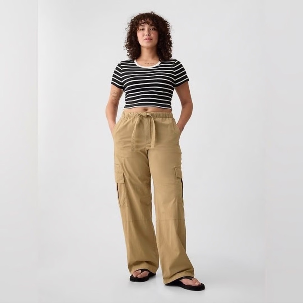 Gap Fine Twill Tan Street Wear Baggy Wide Leg Oversized Cargo Pants - Picture 5 of 5